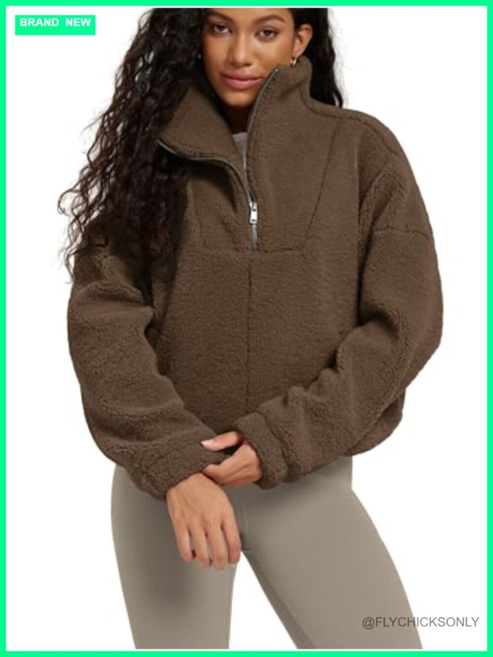 Sherpa Fleece Half-Zip Pullover Cozy Warm Sweatshirt with Pockets